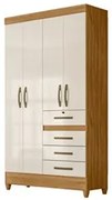 Guarda Roupa Solteiro 4 Portas 4 Gavetas 110cm Cabral M07 Freijó/Off W