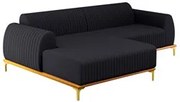 Sofá 245cm 4 Lugares com Chaise Esquerdo Pés Gold Molino D-465 Linho C