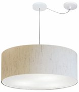 Lustre Pendente Cilíndrico Com Desvio Md-4266 Cúpula em Tecido 60x21cm Linho Bege - Bivolt