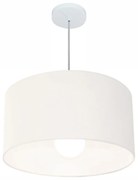 Lustre Pendente Cilíndrico Md-4069 Cúpula em Tecido 50x30cm Branco - Bivolt