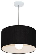 Lustre Pendente Cilíndrico Md-4202 Cúpula em Tecido 40x25cm Preto - Bivolt