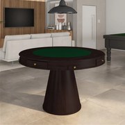 Mesa de Jogos Carteado 4 Lugares Bellagio com Gavetas e Tampo Reversível Base Cone com Tecido Tabaco/Verde G42 - Gran Belo