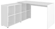 Mesa Escrivaninha em L 140x130cm 8 Nichos Eron A06 Branco - Mpozenato