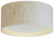 Plafon Cilíndrico Md-3161 Cúpula em Duplo Tecido 50x25cm Rústico Bege / Bege - Bivolt