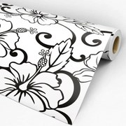 Papel de Parede Floral Traço Preto 0.52m x 3.00m