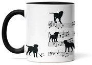 Caneca Cachorro Musical Dog Lover Nerd Branca com Alça Preta