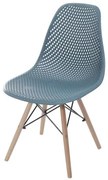 Cadeira Eames Furadinha cor Azul Petroleo com Base Madeira - 55987 Sun House