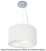 Pendente Cilíndrico Branco MJ-4037 Para Mesa de Jantar e Estar