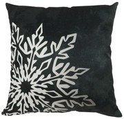 Capa de Almofada Natalina de Suede em Tons Prata 45x45cm - Floco Prata - Com Enchimento