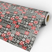 Papel de Parede Pastilha Preto Vermelho e Branco