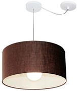 Lustre Pendente Cilíndrico Com Desvio de Centro Vivare Md-4228 Cúpula em Tecido 45x25cm - Bivolt