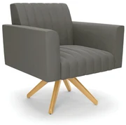 Poltrona Giratória Viena Gomada Suede Base de Madeira MA30 - D'Rossi - Grafite