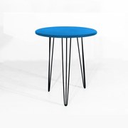 Mesa Lateral Decorativa Sandy Pés Hairpin Legs Preto Tampo Azul