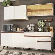 Armário de Cozinha Completa 240cm Branco Reims Madesa 01 Cor:Branco