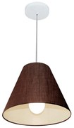 Lustre Pendente Cone Md-4028 Cúpula em Tecido 25/30x12cm Café - Bivolt