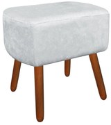 Puff Decorativo Curvo Agatha Suede Cinza - D'Rossi