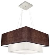 Lustre Pendente Duplo Quadrado Vivare Md-4066 Cúpula em Tecido 50x35cm Café - Branco - Bivolt