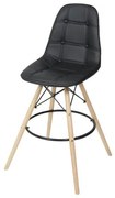 Banqueta Eames Botone Cor Preta Base Madeira 1,13 MT (ALT) - 51768 Sun House