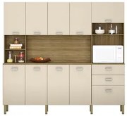 Armário de Cozinha Compacta 222cm Intesa K02 Freijó/Vanilla - Mpozenat