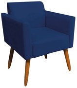 Poltrona Decorativa Isabella Pés Palito Madeira Suede Azul Marinho G19 - Gran Belo