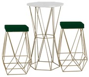 Conjunto Bistrô Rizzo Branco e 2 Banquetas Kathy Suede Verde com Bases Gold G41 - Gran Belo