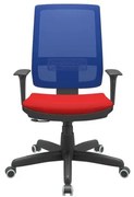 Cadeira Office Brizza Tela Azul Assento Aero Vermelho RelaxPlax Base Standard 120cm - 63874 Sun House