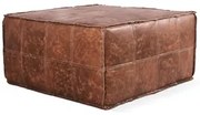 Puff Quadrado Decorativo Sala de Estar Living Lira L07 Couro Camel - M