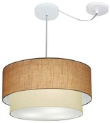 Lustre Pendente Cilíndrico Com Desvio Palha e Bege MJ-4360 Para Mesa de Jantar e Estar