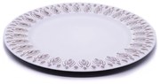 Sousplat Para Prato De Mesa Decorativo Branco Com Flores Em Rose 33 cm - D'Rossi