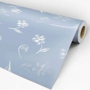 Papel de Parede Floral Azul e branco 0.50m x 3.00m