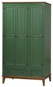 Armario Malibu 3 Portas e 2 Gavetas cor Verde com Amendoa 204 cm - 63588 Sun House