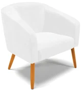 Poltrona Decorativa Pé Palito Castanho Stella Sintético PU D03 - D'Rossi - Branco