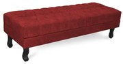 Puff Baú Decorativo Capitonê Luis XV 100x40cm Suede Vermelho - Sheep Estofados - Vermelho