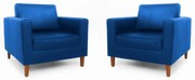 Conjunto 2 Poltrona Decorativa Gabriela Suede Azul Royal