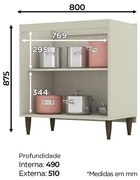 Balcão 2 portas Gabinete para Cozinha 80cm MDF