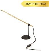 Luminária De Mesa Slim Preto E Dourado 09X50X23Cm Led 3W 4000K Bivolt|... (Preto e Dourado)