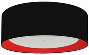 Plafon Cilíndrico Md-3008 Cúpula em Duplo Tecido 60x25cm Preto / Vermelho - Bivolt