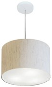 Lustre Pendente Cilíndrico Md-4211 Cúpula em Tecido 35x25cm Linho Bege - Bivolt