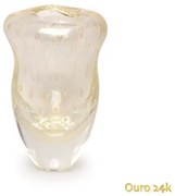 Vaso Oceano Mini 2 Tela Transparente com Ouro Murano Cristais Cadoro