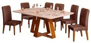 Mesa de Jantar Kiara 160cm Com 6 Cadeiras Yasmin D04 Freijó/Veludo Moc