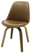 Cadeira Lis Eames Revestida PU Marrom Base Madeira Mescla - 51147 Sun House