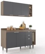 Armário de Cozinha Com Tampo CP08 140cm Pérola Freijó/Grafite Z34 - Mp