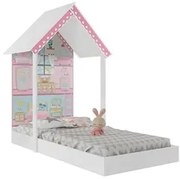 Mini Cama Infantil Montessoriana Dollhouse P13 Branco/Rosa - Mpozenato