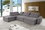 Sofá de Canto  8 Lugares Retrátil e Reclinável - Confortable Suede Azul