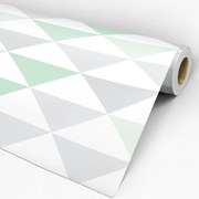 Papel de parede geométrico verde cinza e branco