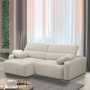 Sofá Decorativo Sala de Estar Ícaro 2 Lugares 200cm Reclinável e Retrátil Bouclê Off White G89 - Gran Belo