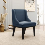 Cadeira Decorativa Sala de Jantar Base Fixa de Madeira Firenze Suede Azul Marinho/Preto G19 - Gran Belo