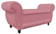 Recamier com Baú Grécia 195 cm Namoradeira Calçadeira Suede Rose D'Rossi