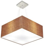 Lustre Pendente Quadrado Md-4065 Cúpula em Tecido 30/70x70cm Palha - Bivolt