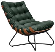 Poltrona Decorativa Sala de Estar Caim Base de Madeira Preto Suede Verde G41 - Gran Belo